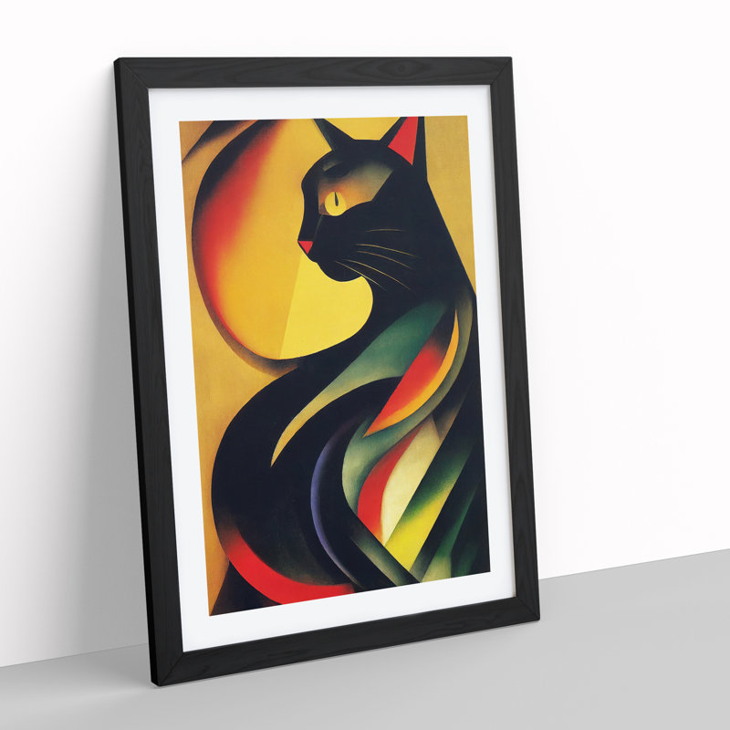 XV1022-2631X Magical Cat Abstract - Single Picture Frame Print, Black, 64cm H x 46cm W x 2cm D