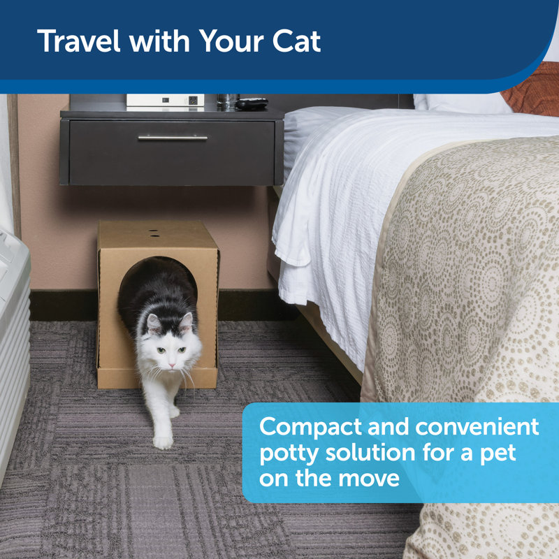 Collapsible Cardboard Cat Litter Box with Blue Crystal Litter