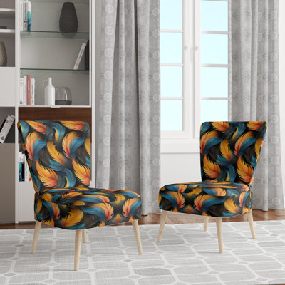 Chaise d'appoint rembourrée à motif floral et motif subtil Subtle Leaves In Minimalisme