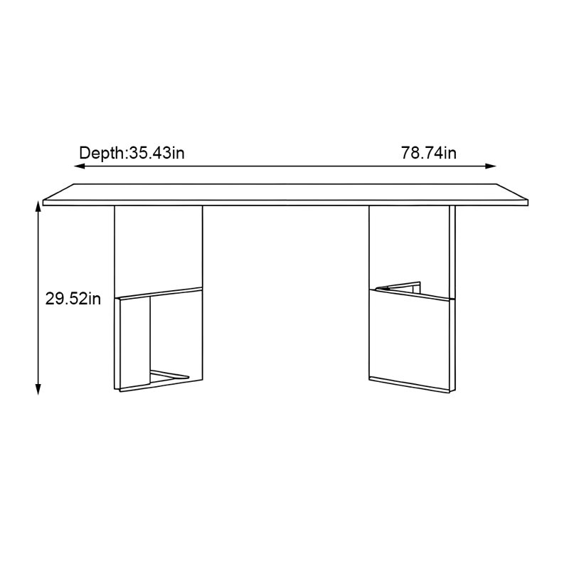 Table de salle à manger Vintage Vintage, H 29,52 po x L 78,74 po x l 35,43 po