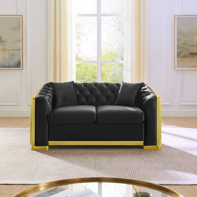 Edmond Velvet Couch LOVESEAT With GOLD Legs