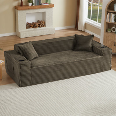 Compression Sofas 80.7 Inch Corduroy Modern Couch For Compact Home