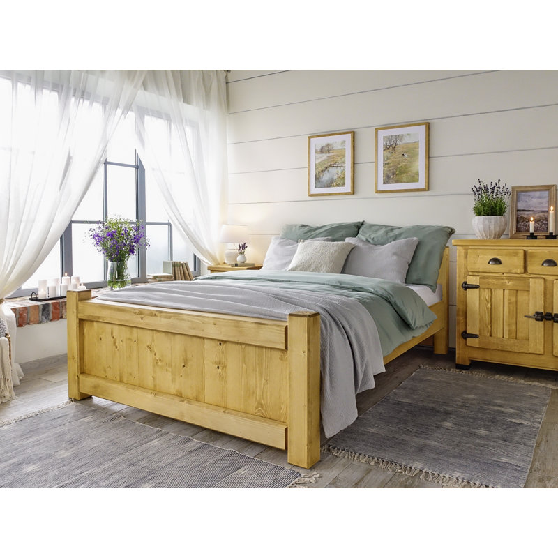 Vintage Solid Wood Bed, European Double (140 x 200 cm)