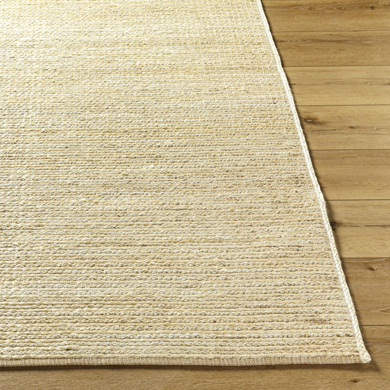 Rectangle Allyannah Hand Woven Flatweave Cotton/Jute/Sisal Area Rug in Khaki/Natural/Camel, Rectangle 5' x 8'