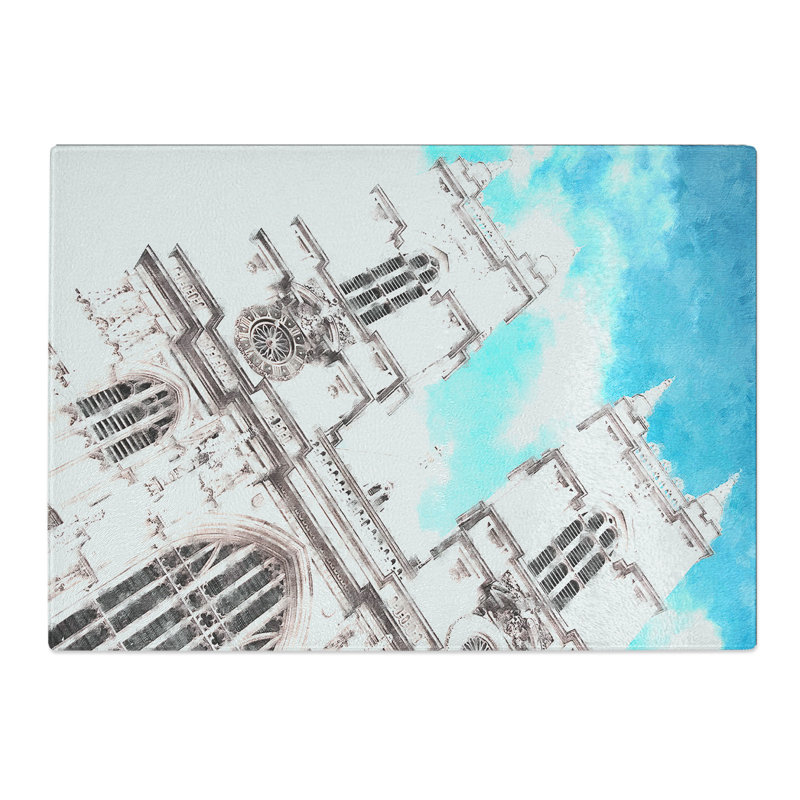 Tempered Glass Westminster Abbey in London Painting Chopping Board, 20 cm x 28.5 cm