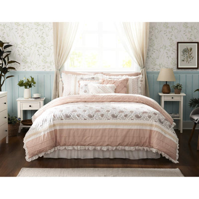 Édredon très grand Dawn Blush - coton 9 pièces avec imprimé cachemire, bride, 2 taies décoratives, 3 coussins décoratifs Euro 3