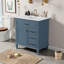 Meuble-lavabo autoportant de 30 po avec lavabo en céramique, structure en bois massif-1207999543