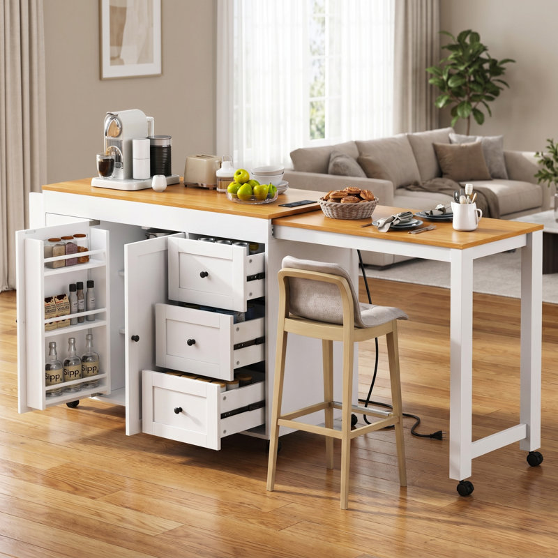 Farmhouse Kitchen Island, White