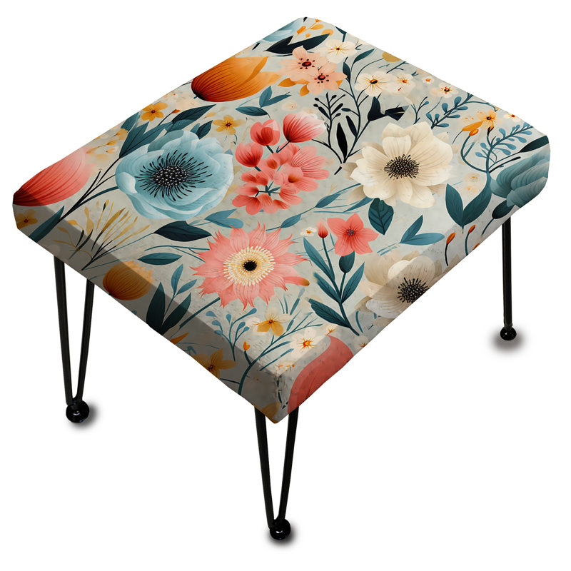 Playful Blooming Floral Motif - Repose-pieds rectangulaire floral