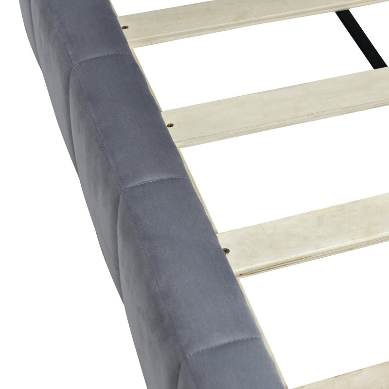 Structure de canapé-lit rembourré en velours moelleux, ajout élégant et confortable, Gris