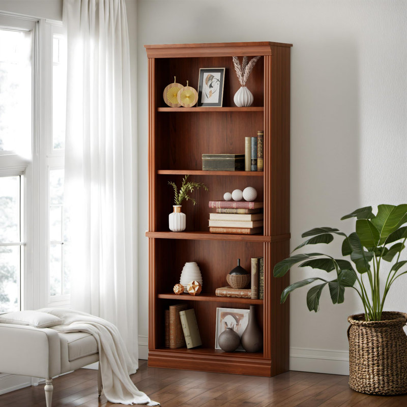 Bookshelves, 5-Shelf Tall Bookcase 72" Wood Open Display Floor Bookshelf, Large Storage Organizer for Library, Bedroom, Living Room