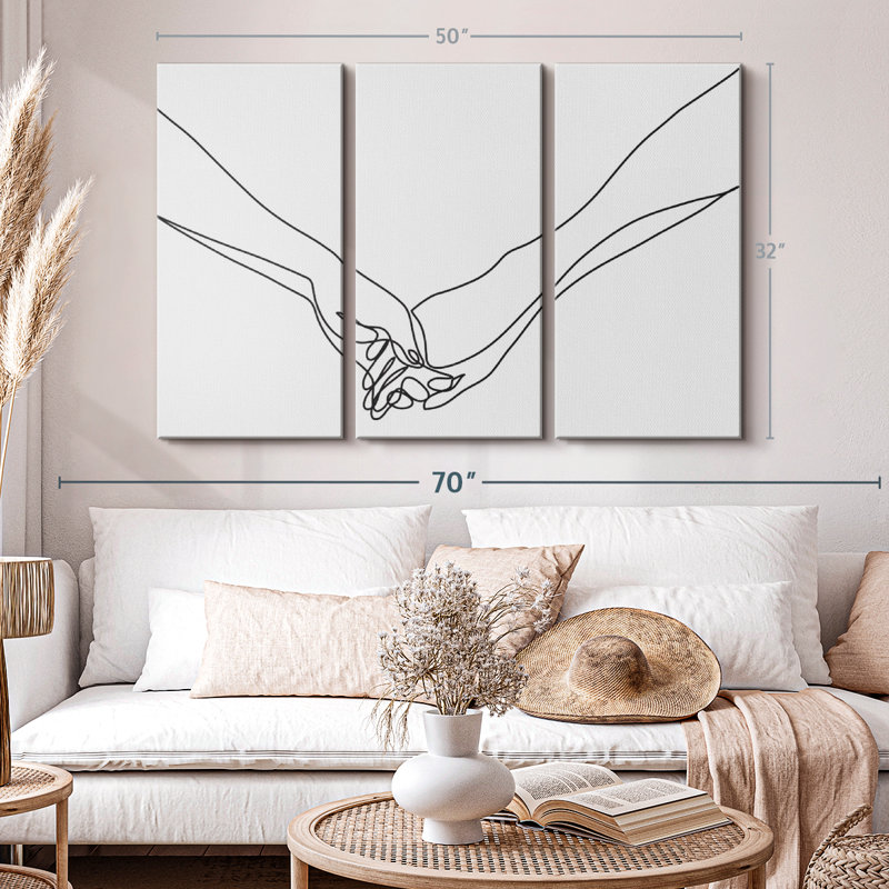 "Couple tenant la main" sur toile, H 32 po x l 50 po x P 1,25 po