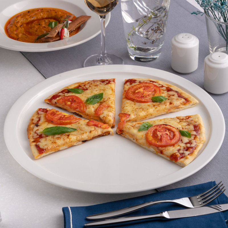 Assiette à pizza en porcelaine de qualité supérieure 13 po PRime Ivory