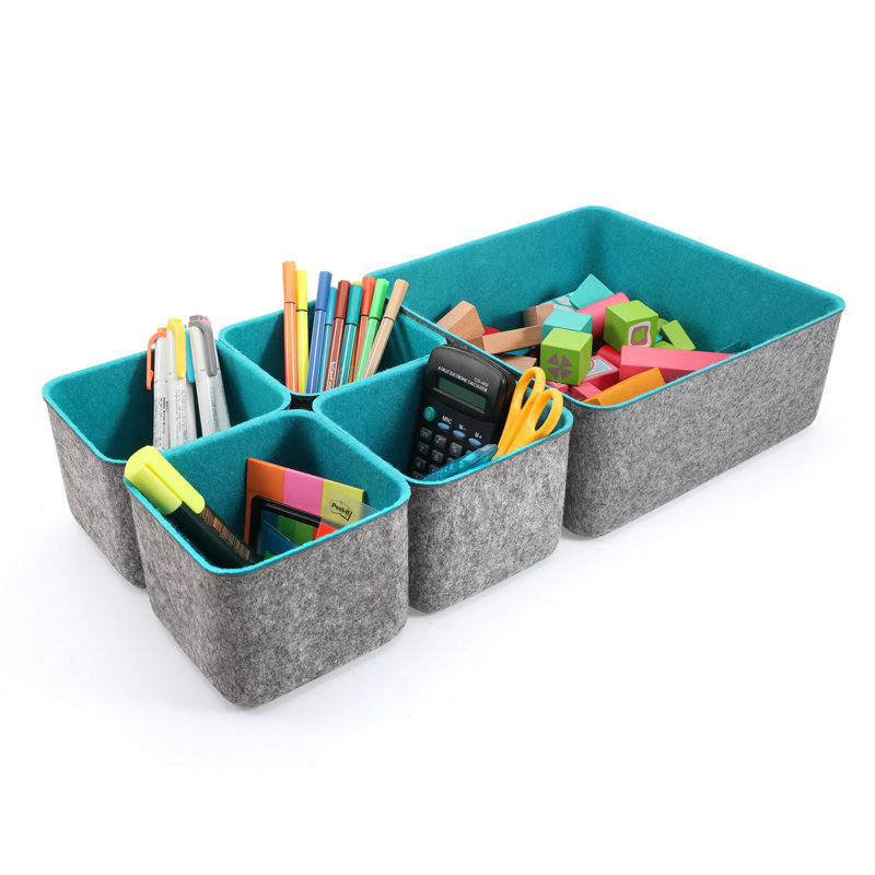 Anadela 4.3'' H x 10.2'' W x 10.2'' D Organizer Set, Turquoise