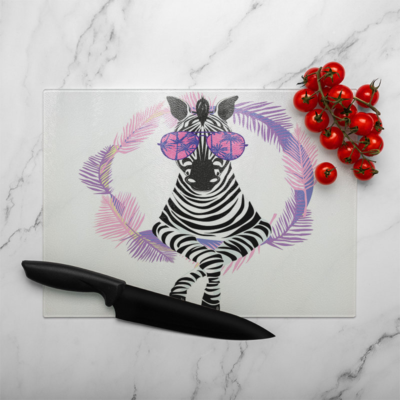 Zebra Glass Chopping Board, 40cm L x 28cm W