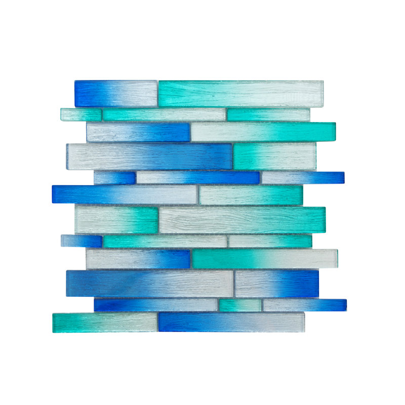 Carrelage mosaïque en verre de taille aléatoire, Turquoise / bleu véritable