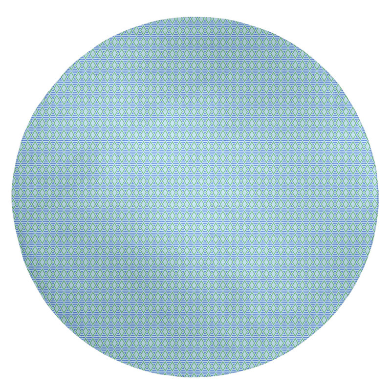 Tapis bleu ciel en losanges géométriques, Rond 5 pi