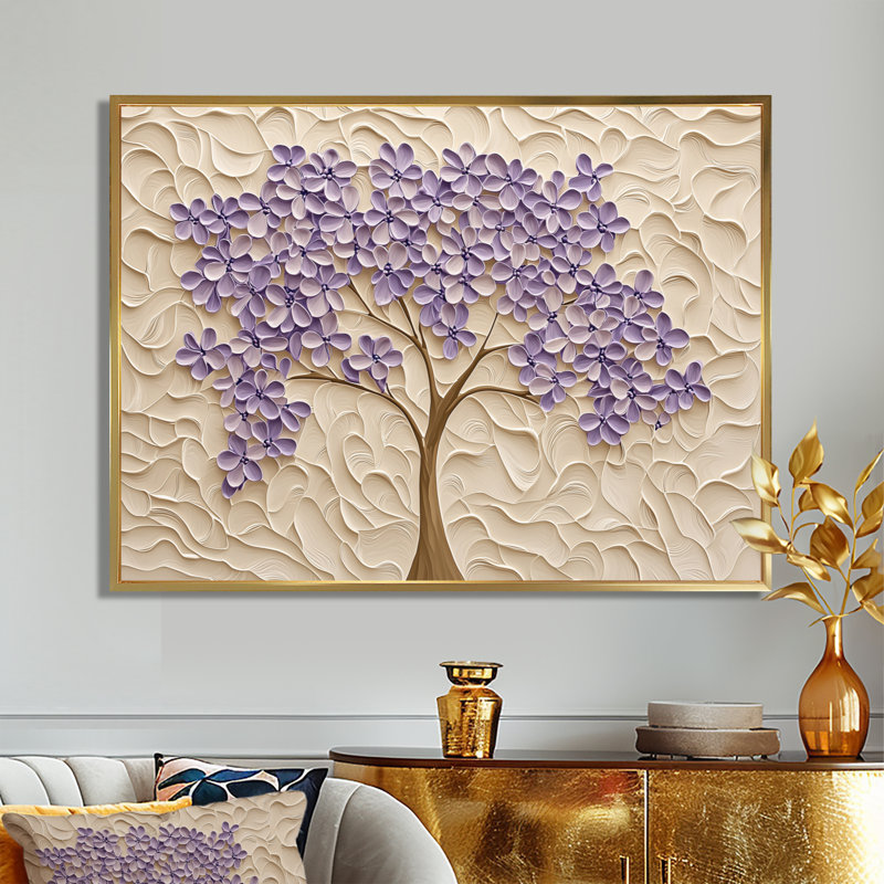 Purple Jacaranda Tree Dreams I - Tree Jacaranda Canvas Print, Floater Framed Print, 34" H x 44" W, Gold