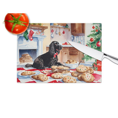 American Water Spaniel Christmas Cookies Glass Cutting Board