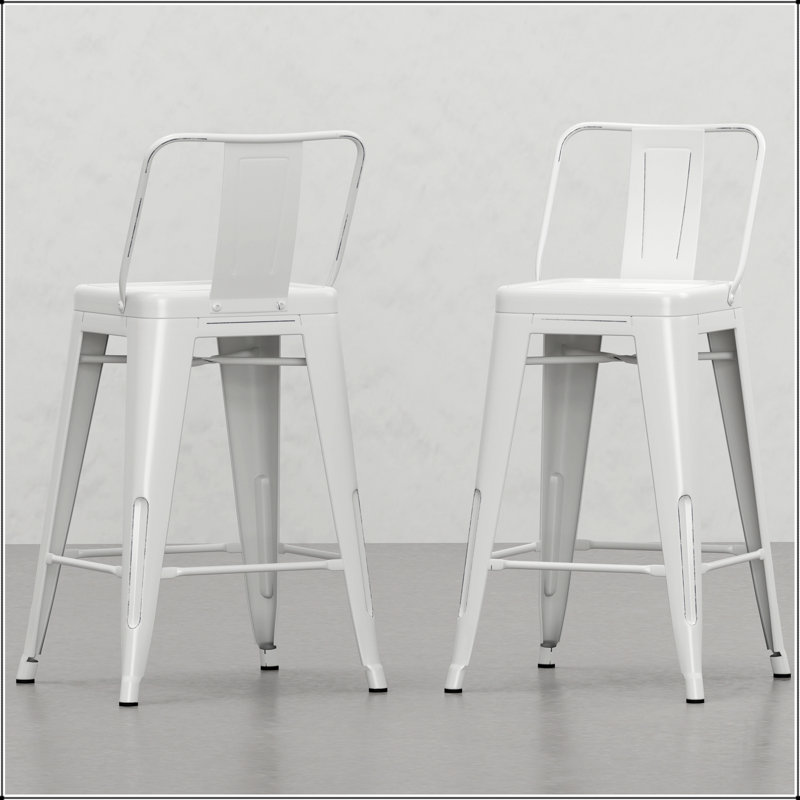 Tabouret de comptoir 24 po (ensemble de 2), Blanc, 2