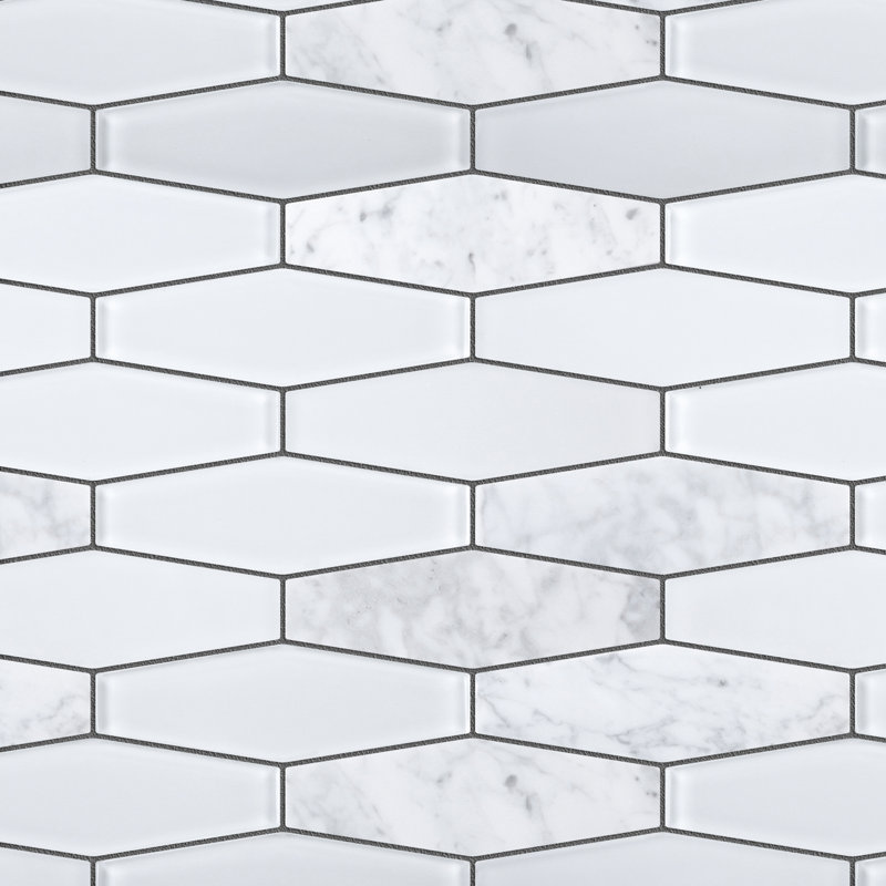 Fusion 12'' X 12.5''  Mosaic Wall Tile , White
