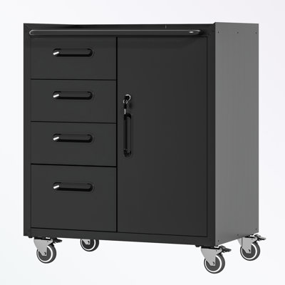 Armoire de rangement en métal avec roulettes et quatre tiroirs