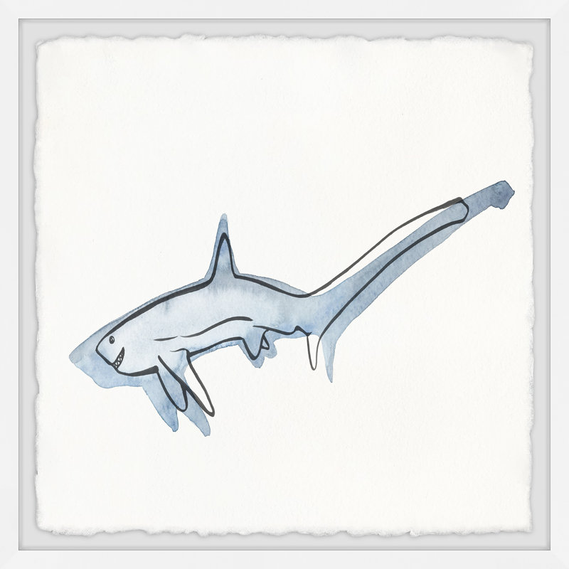 Triptyque famille shark, H 32 po x l 32 po x P 1,5 po