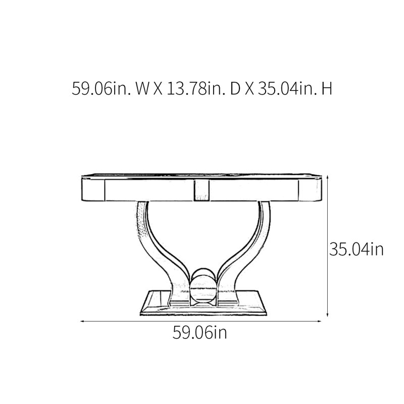 Console Modern Minimalist Luxury, H 35,04 po x l 59,06 po x P 13,78 po, Or rose