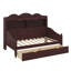 Lit de jour simple Timber avec tiroirs de rangement intégrés, tête de lit et bibliothèque-1165600321