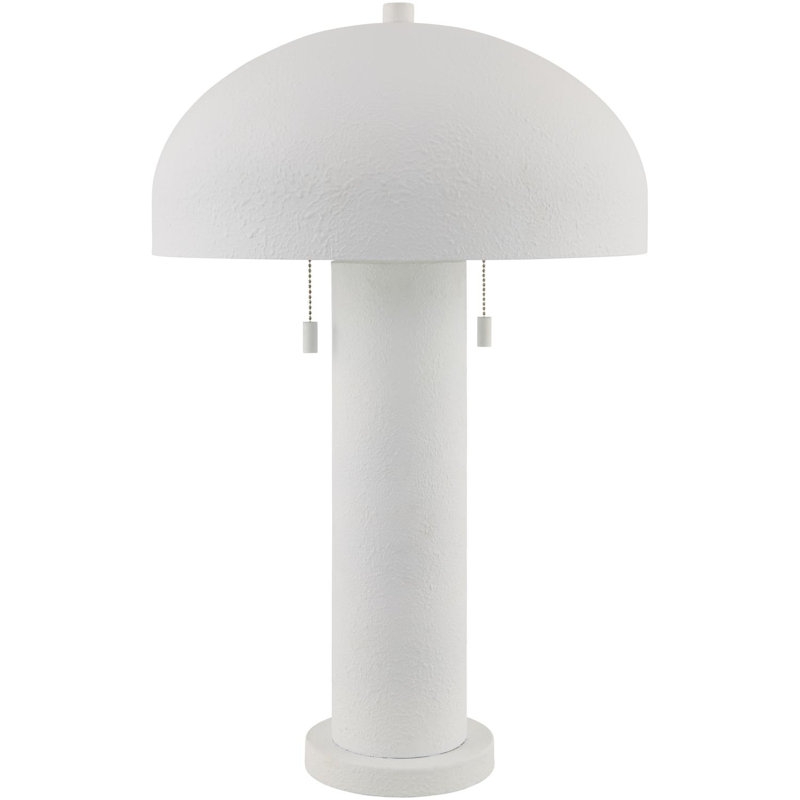 Lampe de table en fer avec abat-jour cloche en métal, Blanc