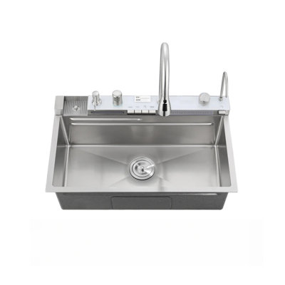 30" Drop-in Single Bowl Stainless Steel Kitchen Sink with Digital Display Workstation Sink