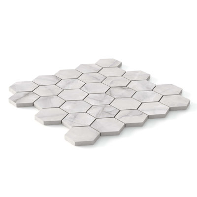 Onice Matte Hexagon Mosaic Wall & Floor Tile, Box of 8 Sheets (6.4 Sq Ft)