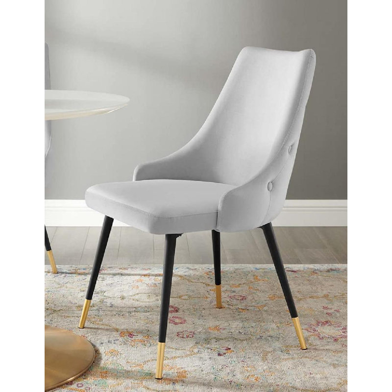 Chaise parsons capitonnée en velours, Gris clair