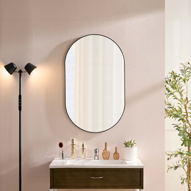 Miroir mural ovale en métal, 36 po x 22 po