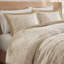 Ensemble de couette 3 pièces Solace Leaf Beige en mélange de coton, motif jacquard botanique, taille King/Cal King-134155066