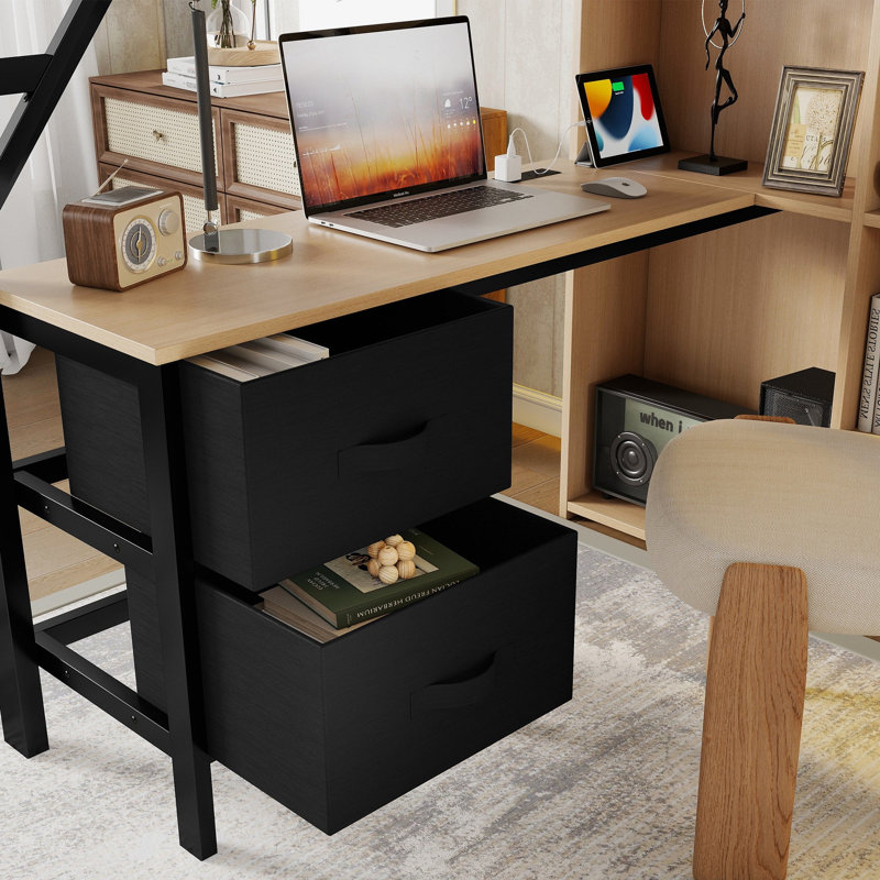 Lit mezzanine double avec bureau et station de charge, 7 espaces de rangement ouverts et éclairage à DEL, conçu pour les enfants et les adolescents, noir (date d’arrivée prévue le 2026/6/24)
