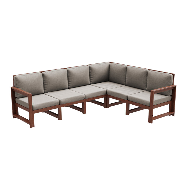 Jaquana 433cm Wide Pine Garden Sofa with Cushions, Platinum, Brown