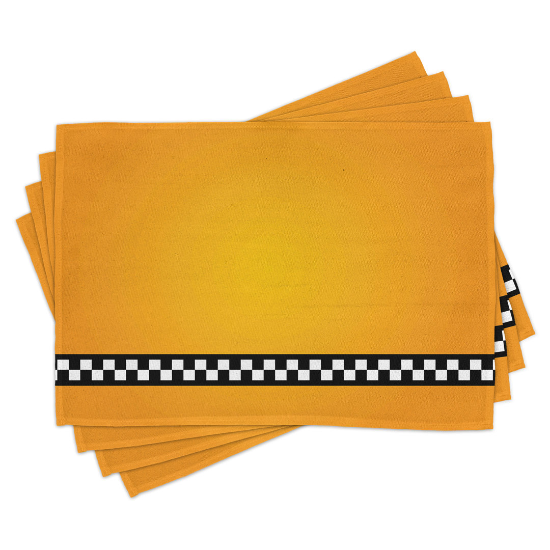 Platzdeckchen 4er Set, Yellow Cab Artdeco, Orange Weiß und Schwarz