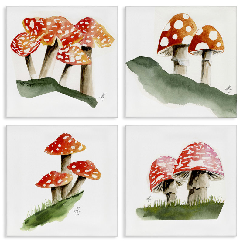 Ensemble de 4 reproductions d'art sur toile rouges par Alexandria Gilbert Kincaid