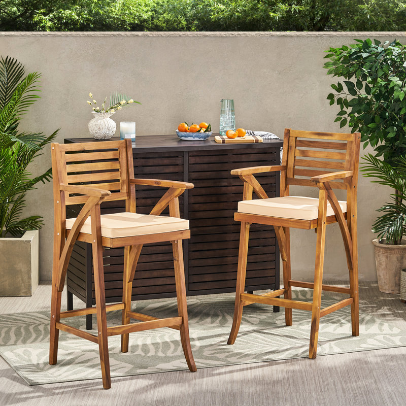 2 pièces en bois, assise confortable, résistant aux intempéries, hauteur de 45,75 po, cadre extérieur 2 pièces de 22,76 po de profondeur, sièges rembourrés, 46,42 po Hauteur, brun