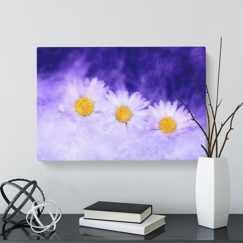 Three White Daisies - Wrapped Canvas Print, 40cm H x 60cm W x 3cm D