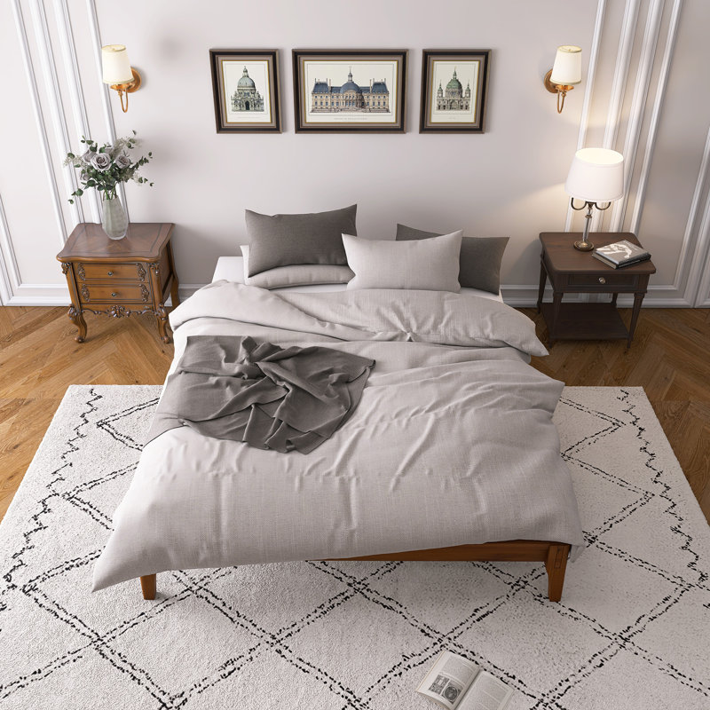 Solid Dry Bamboo Wood Platform Bed Frame, Queen