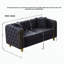 Causeuse Chesterfield en velours avec capitonnage à boutons et pieds dorés-1041845739-1041845737