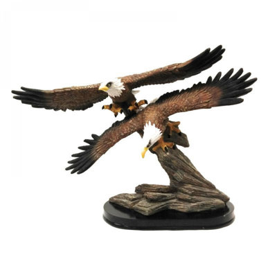 Pair Of Eagles Landing On A Log Figurine