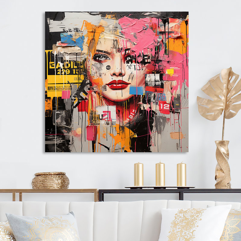 Pop Art, collage de journal féminin - mode, art en métal, H 36 po x l 36 po