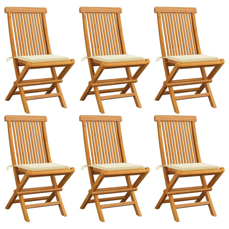 Chaise bistro d'extérieur avec coussins VidaXL, Crème
