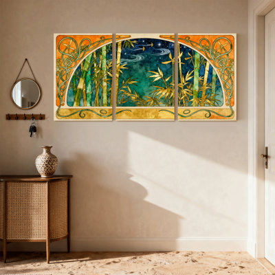 «Fantasy & Sci-Fi Bamboo Forest Night Sky», ensemble de 3 impressions sur toile