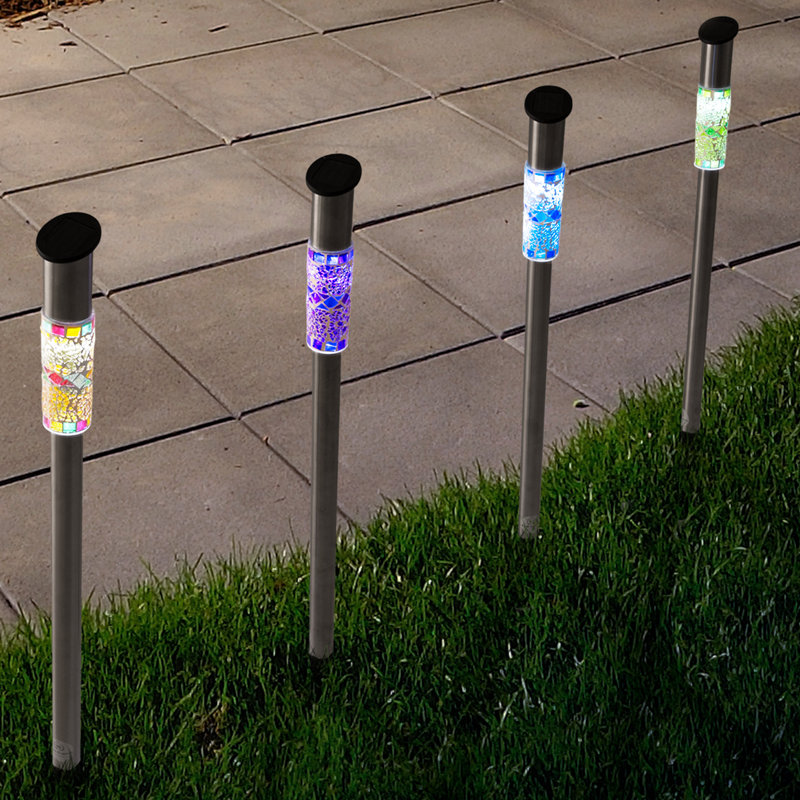 Ensemble de lumières de sentier à énergie solaire à colonnes et mosaïque