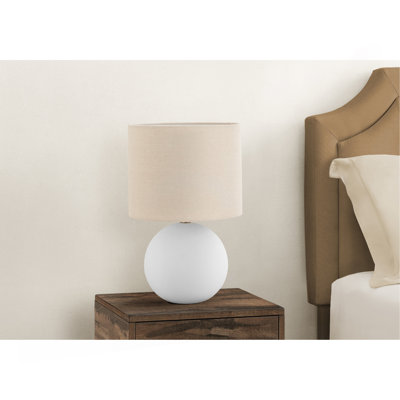 Lighting, 16"H, Table Lamp, Cream Shade, Cream Ceramic, Contemporary