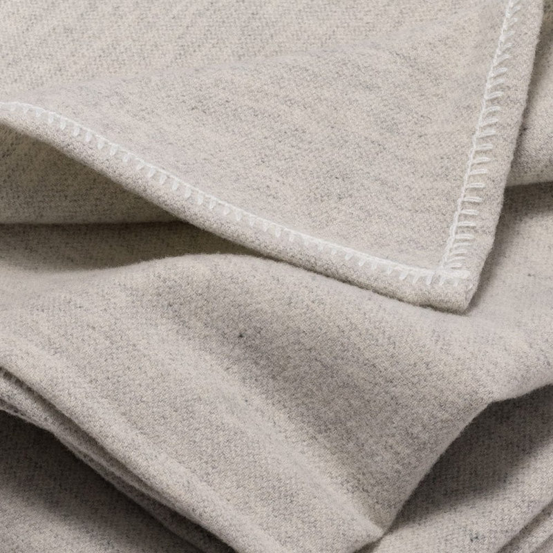 Lakefront Wool Blanket, 66" x 96", Light Gray